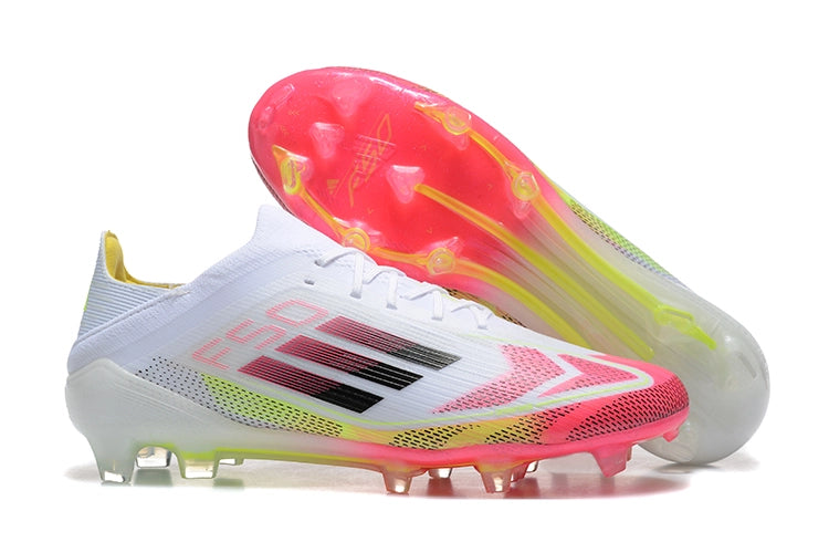 Crampons Adidas F50 Elite FG Blanc/Rouge/Jaune
