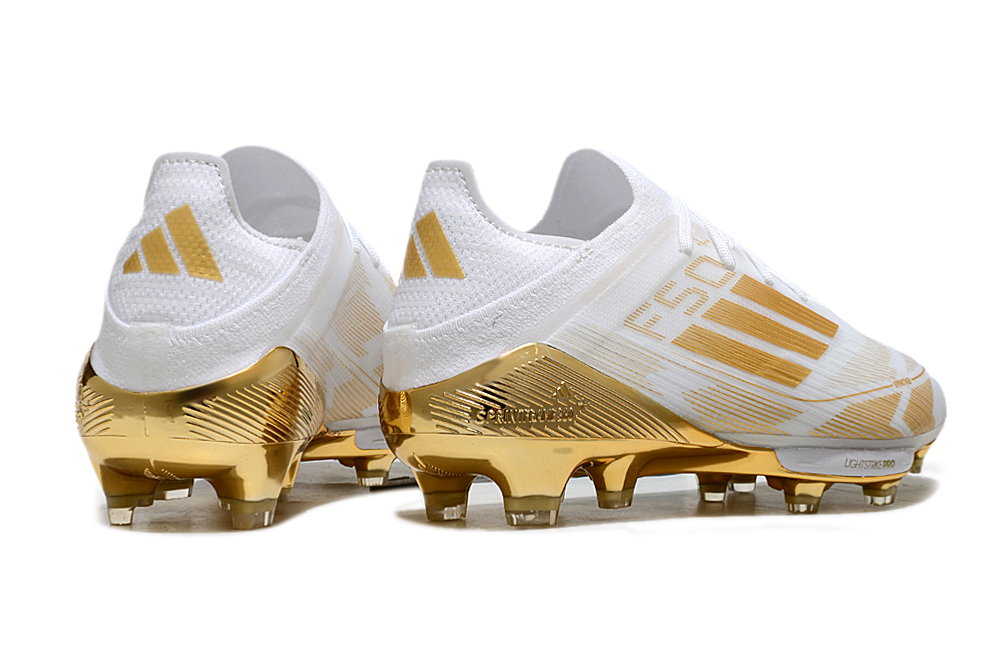 Crampons Adidas F50 FG Blanc/Doré