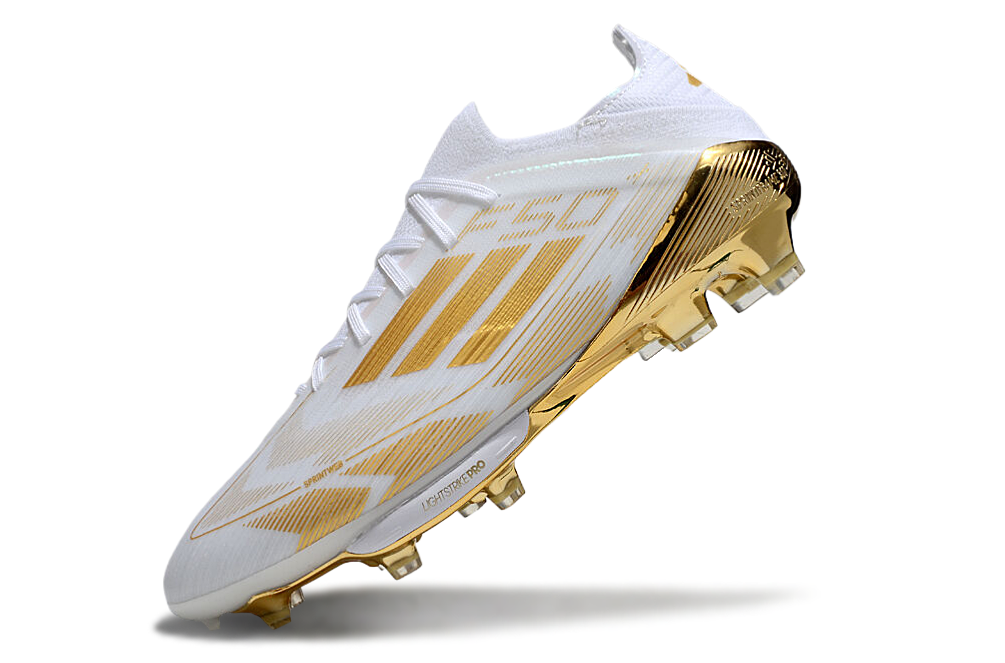 Crampons Adidas F50 FG Blanc/Doré