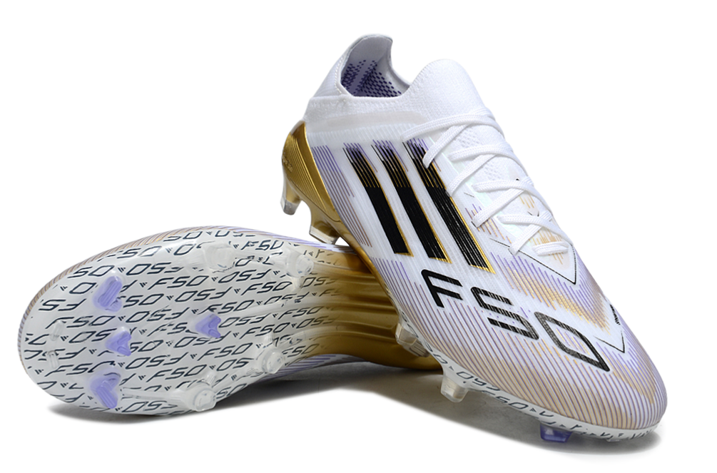 Crampons Adidas F50 Elite FG Blanc/Doré