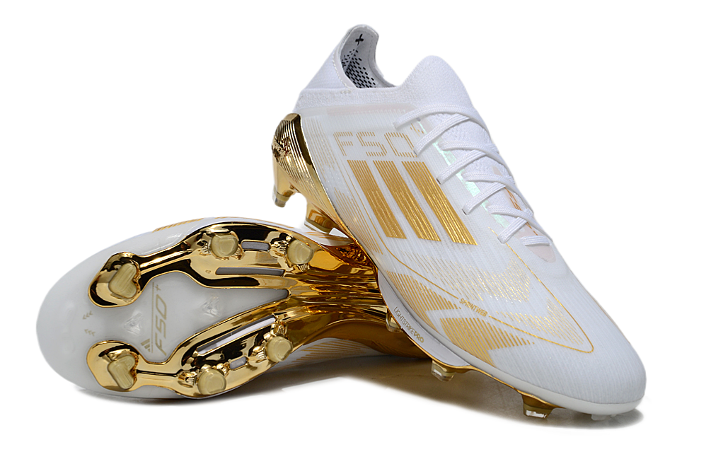 Crampons Adidas F50 FG Blanc/Doré