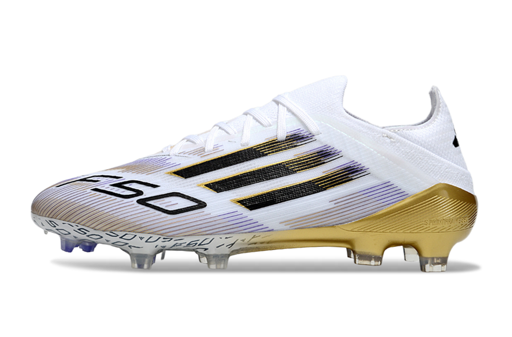 Crampons Adidas F50 Elite FG Blanc/Doré