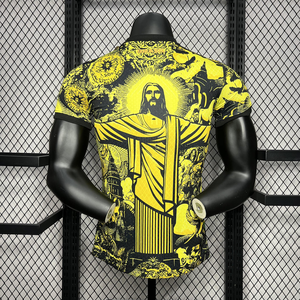 JERSEY BRAZIL SPECIAL EDITION JESUS CHRIST 2024 MEN (PLAYER VERSION) - YELLOW