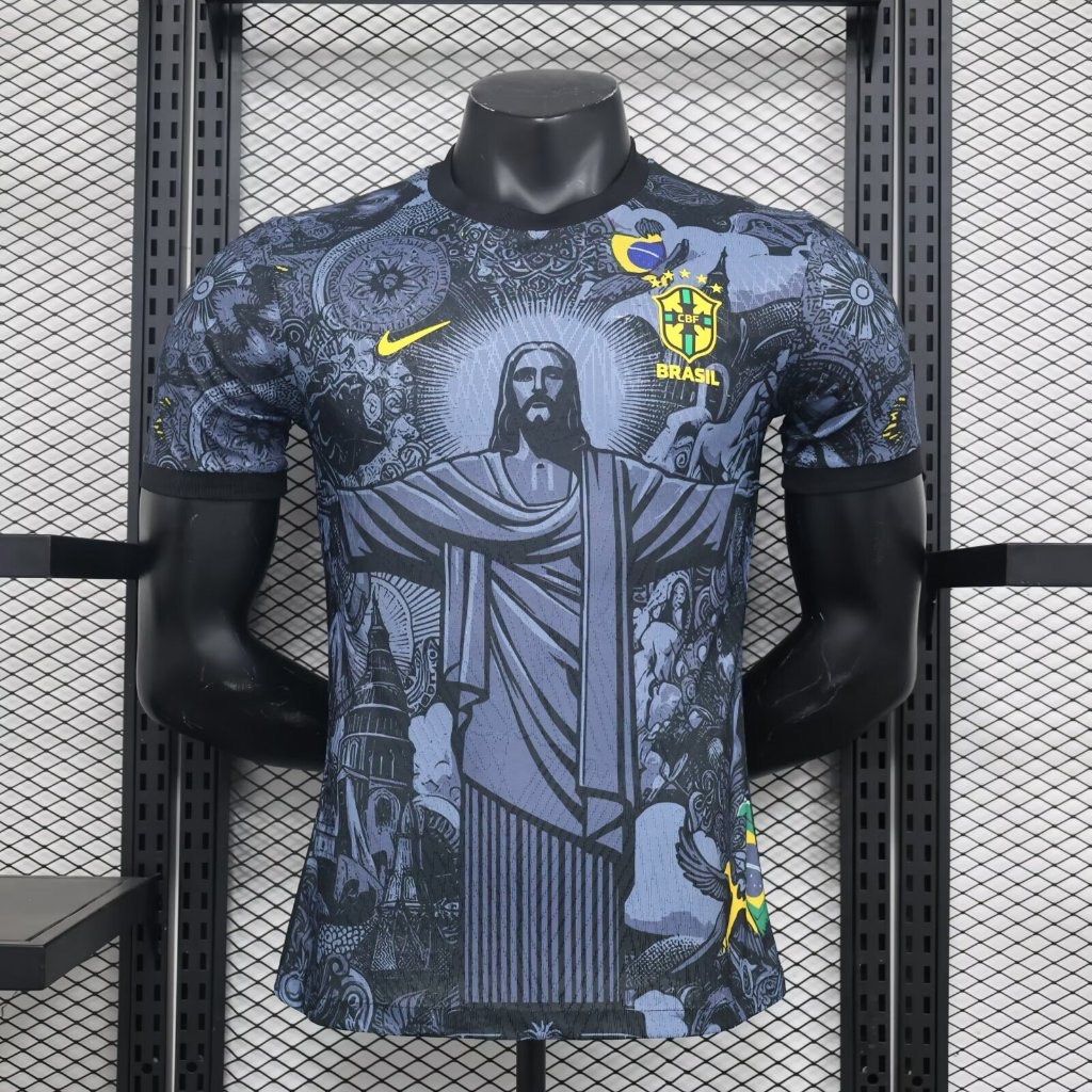 JERSEY BRAZIL SPECIAL EDITION JESUS CHRIST 2024 MEN (PLAYER VERSION) - BLACK