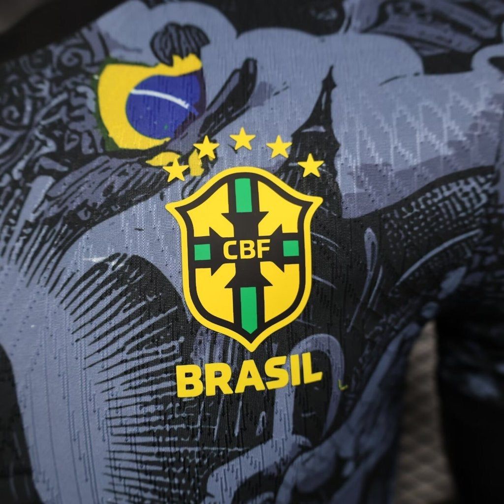 JERSEY BRAZIL SPECIAL EDITION JESUS CHRIST 2024 MEN (PLAYER VERSION) - BLACK