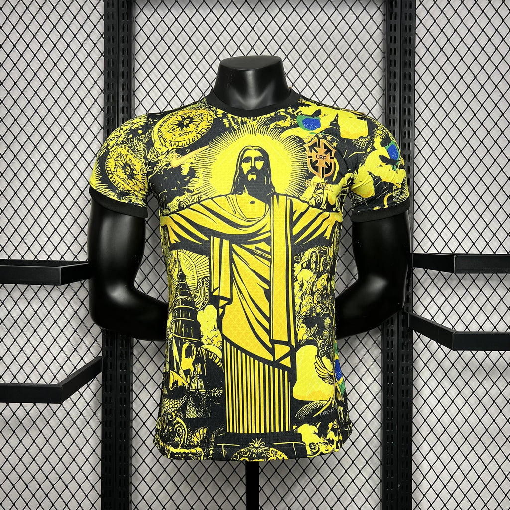 JERSEY BRAZIL SPECIAL EDITION JESUS CHRIST 2024 MEN (PLAYER VERSION) - YELLOW
