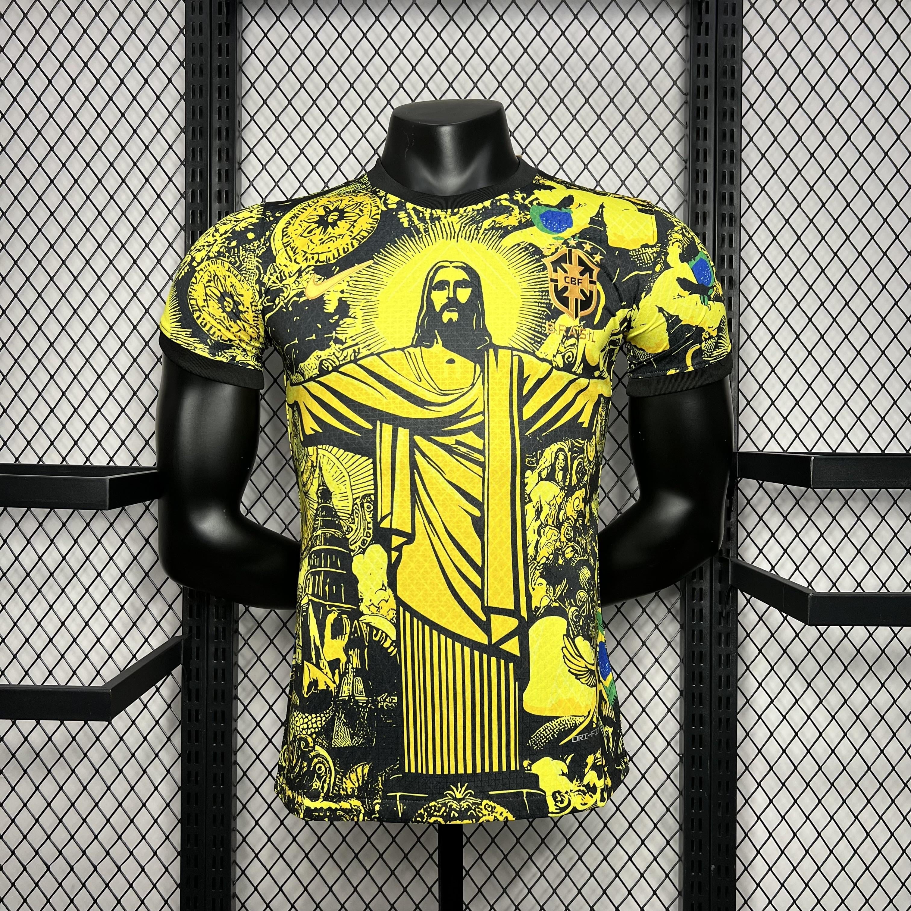 JERSEY BRAZIL SPECIAL EDITION JESUS CHRIST 2024 MEN (PLAYER VERSION) - YELLOW