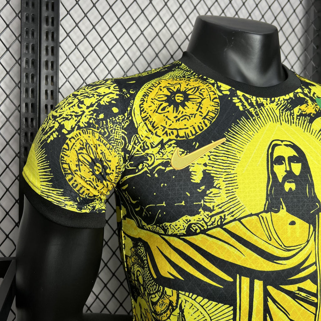 JERSEY BRAZIL SPECIAL EDITION JESUS CHRIST 2024 MEN (PLAYER VERSION) - YELLOW