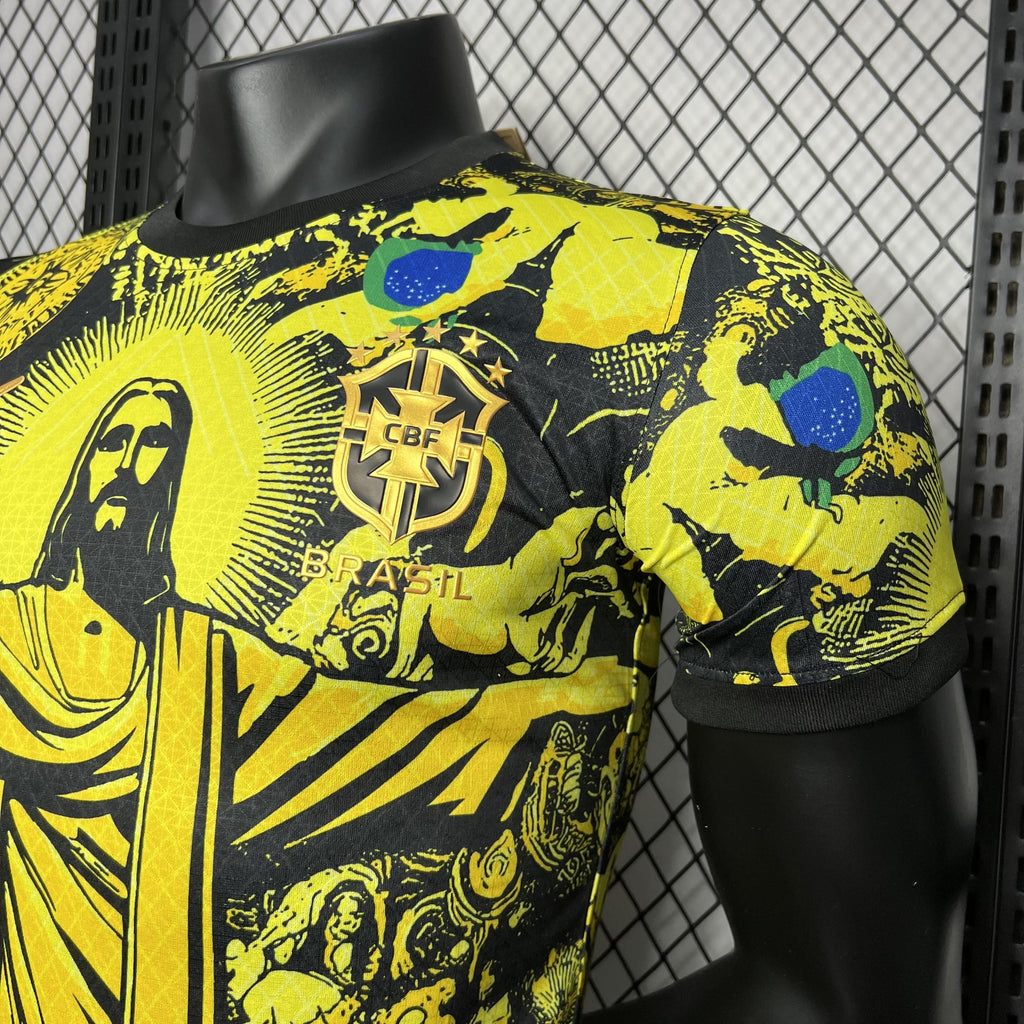 JERSEY BRAZIL SPECIAL EDITION JESUS CHRIST 2024 MEN (PLAYER VERSION) - YELLOW