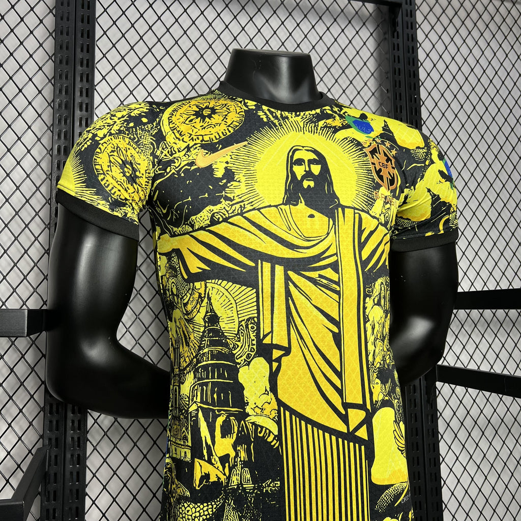 JERSEY BRAZIL SPECIAL EDITION JESUS CHRIST 2024 MEN (PLAYER VERSION) - YELLOW