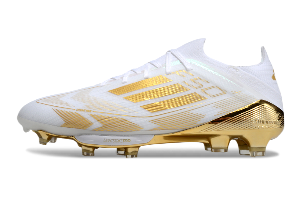 Crampons Adidas F50 FG Blanc/Doré